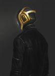  black_background daft_punk facing_away from_behind guy-manuel_de_homem-christo helmet jacket male_focus sin_gun_woo solo upper_body 