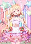  blonde_hair blush brown_eyes eyebrows_visible_through_hair flower futaba_anzu hair_flower hair_ornament idolmaster idolmaster_cinderella_girls long_hair looking_at_viewer o_yat open_mouth smile solo twintails very_long_hair 