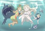  :d ;) ass bare_arms bare_legs barefoot bikini bikini_shorts blonde_hair blue_hair blush brionne feet freediving full_body gen_1_pokemon gen_7_pokemon green_eyes green_hair grin hair_ornament highres holding_hands interlocked_fingers knees_up lillie_(pokemon) long_hair looking_at_viewer mao_(pokemon) md5_mismatch multiple_girls nomura_(buroriidesu) ocean one-piece_swimsuit one_eye_closed open_mouth pale_skin pokemon pokemon_(anime) pokemon_(creature) pokemon_sm_(anime) popplio revision shorts smile soles staryu suiren_(pokemon) swimming swimsuit trial_captain twintails underwater v wishiwashi 