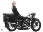  braid brough_superior cigarette from_side ground_vehicle hair_tie jacket male_focus motor_vehicle motorcycle original oversized_object partially_colored sin_gun_woo single_braid sitting smoking solo star watermark white_hair 