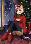  anthro b&auml;rmey_j&auml;&ccedil;ar bottomless breasts christmas cleavage_cutout clitoris clothed clothing ear_piercing equine facial_piercing fan_character female gift holidays keyhole_turtleneck legwear lifejoyart lip_piercing looking_at_viewer mammal my_little_pony nude piercing pussy snow snowing socks solo sweater tree window winter xmas_tree 