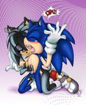  2010 anthro black_body blue_hair bluesonikku blush duo female gloves green_eyes hair handjob hedgehog male mammal open_mouth penis sega sex sonic_(series) sonic_team sonic_the_hedgehog straight 