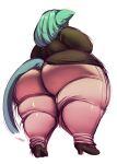  animal_humanoid big_butt blue_hair butt clothing feline feline_humanoid female flabby_arms footwear hair high_heels humanoid invalid_tag mammal obese obese_female overweight overweight_female rear_view shoes thick_thighs tight_clothing trinity-fate62 umi wide_hips 