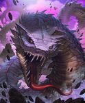  cygames fangs floating_rock medusiana no_humans official_art open_mouth orange_eyes scales shadowverse shingeki_no_bahamut slit_pupils snake solo teeth tongue tongue_out 