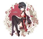  black_hair black_legwear blade_&amp;_soul blue_eyes blush breasts character_request eyebrows_visible_through_hair high_heels large_breasts parted_lips short_hair solo thighhighs yuja 