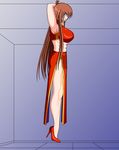  1girl artist_request cleavage dress hanging peril rope solo suspended tagme 