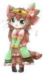  artist_request brown_hair cat cat_busters furry green_eyes hair_flower long_hair open_mouth 