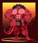  anthro bulge clothing dragon eastern_dragon eyewear glasses hair horn hyper hyper_muscles looking_at_viewer male mostly_nude muscular nipples pecs penis pubes smile solo standing underwear whatinsomnia 