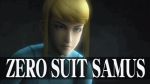  1girl animated animated_gif ass audio bangs blonde_hair blue_eyes bodysuit breasts character_name climbing crossover female gun holding holding_gun holding_weapon indoors large_breasts long_hair metroid nintendo ponytail running samus_aran skin_tight solo standing super_smash_bros. weapon zero_suit 