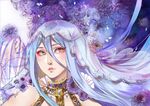  aqua_(fire_emblem_if) blue_hair european_clothes fire_emblem fire_emblem_if floral_background flower jewelry kairiwhisper long_hair looking_at_viewer necklace smile solo veil yellow_eyes 