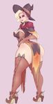  1girl alone ass blonde_hair blue_eyes boots breasts cleavage curvy female full_body hat huge_ass large_ass large_breasts mercy_(overwatch) overwatch short_hair smile solo standing sunnysundown thick_thighs wide_hips witch 