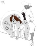  anthro big_breasts blush breasts canine caprine duo erection eyewear female glasses hi_res horn hot_dogging hyper hyper_penis jakkmau5art looking_at_viewer male male/female mammal nude penis sheep sketch smile wide_hips 