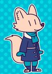  2017 animated anthro arctic_fox canine cheek_tuft clothed clothing disney dotted_background female fox fuel_(artist) mammal mittens pattern_background scarf simple_background skye_(zootopia) smile solo standing tuft zootopia 