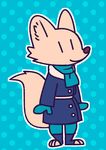  2017 anthro arctic_fox canine cheek_tuft clothed clothing disney dotted_background female fox fuel_(artist) mammal mittens pattern_background scarf simple_background skye_(zootopia) smile solo standing tuft zootopia 
