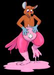  2016 anthro avian bird black_background brown_fur cubi digital_media_(artwork) duck fur goo_transformation hi_res inflatable living_inflatable male mammal mouse pink_goo pool_toy purple_eyes rodent rubber simple_background solo toony transformation 