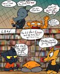  2017 anthro bea_(nitw) blush book bookshelf burning casey_(nitw) chain chain-link clothed clothing colored complaining fangs fence fire fully_clothed gregg_(nitw) holding_(disambiguation) humor jacket library lighter mae_(nitw) male night_in_the_woods shelves shirt sinfullysweet-tea smoke smoking steve_scriggins_(nitw) sweat sweatdrop t-shirt t3f3r 
