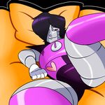  ambiguous_gender biting_lip featureless_crotch hair hi_res jakkmau5art looking_at_viewer machine mettaton not_furry robot slightly_chubby smile solo spread_legs spreading thick_thighs undertale video_games 