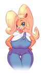  2017 anthro bandicoot big_breasts black_nose blonde_hair blue_eyes breasts clothed clothing coco_bandicoot crash_bandicoot_(series) female hair hi_res long_hair looking_at_viewer mammal marsupial nitro overalls shirt simple_background smile solo video_games white_background 