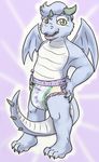  anthro claws cub diaper digital_media_(artwork) dragon horn lavilovi looking_at_viewer male membranous_wings scalie simple_background smile solo wings young 