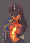  animal_humanoid breasts dragon dragon_humanoid female grey_background horn humanoid orange_eyes overwatch punipaws simple_background smile solo symmetra_(overwatch) video_games wide_hips yellow_sclera 