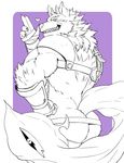  &lt;3 armor bathym butt canine demon looking_at_viewer looking_back male mammal muscular muscular_male pose solo tokyo_afterschool_summoners unconvincing_armor wolf xxomgx 