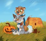 autumn canine couple_(disambiguation) coyote cub cubby duo halloween holidays joswigei love male male/male mammal mustelid otter toony young 