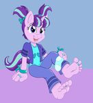  &lt;3 2017 anthro anthrofied blue_eyes caroo clothing equine feet female friendship_is_magic hair horn humanoid_feet mammal my_little_pony pigtails purple_hair ring sitting solo starlight_glimmer_(mlp) toe_ring unicorn younf young 