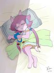  2017 anthro barefoot dragon female freedom_planet horn nikoyosan pillow plushie sash_lilac signature sleeping solo sonic_(series) sonic_the_hedgehog video_games 