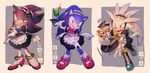  2013 anthro aoki6311 beverage big_eyes big_head black_fur blue_fur clothed clothing food footwear fur glass gloves green_eyes group hedgehog maid_uniform mammal plates red_eyes shadow_the_hedgehog shoes silver_the_hedgehog sonic_(series) sonic_the_hedgehog straw toony uniform white_fur yellow_eyes 