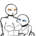  2018 anthro big_breasts blush breast_suck breasts cleavage clothed clothing crossgender duo eyeshadow female female/female freckles incest inkyfrog leonardo_(tmnt) lipstick makeup michelangelo_(tmnt) partially_colored reptile scalie shell simple_background sucking teenage_mutant_ninja_turtles turtle white_background 
