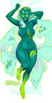  &lt;3 &lt;3_eyes 2014 2_toes 5_fingers anthro big_breasts blue_hair blue_skin breasts claws croxot_(artist) curly_hair eyelashes featureless_breasts featureless_crotch female ghost green_claws green_eyes green_hair green_skin green_tongue hair humanoid long_hair long_tail looking_at_viewer markings multi_tail multicolored_hair multicolored_skin navel not_furry nude open_mouth simple_background solo spirit teeth toe_claws toes voluptuous white_background white_hair wide_hips wraith 