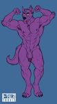  2017 abs anthro arms_above_head balls belt bernard_(ok_k.o.!_lbh) biceps big_muscles black_eyes black_nose blue_background blue_nose bulge canine cartoon_network chest_tuft claws clenched_teeth clothed clothing digital_media_(artwork) eltravis fangs flaccid flexing front_view fur humanoid_penis looking_at_viewer male mammal muscular navel nipples nude obliques ok_k.o.!_let&#039;s_be_heroes pecs penis portrait purple_fur purple_nipples raised_tail simple_background smile solo standing teeth three-quarter_portrait toe_claws tongue tongue_out triceps tuft vein were werewolf wolf yellow_sclera 
