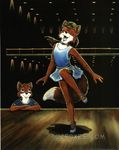  anthro canine clothing dancing duo eyes_closed female fox male mammal mcarspec open_mouth skirt 