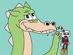  alancorona animate_inanimate corpse cuphead_(character) cuphead_(game) death dragon duo grim_matchstick humanoid humor meme object_head parody scalie 