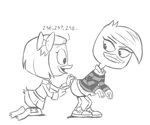  annoyed avian bird clothing counting duck ducktales ducktales_(2017) duo feathers footwear lena_(ducktales) monochrome shirt shoes sketch skirt unknown_artist webby_vanderquack young 