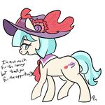  2014 ascot blue_hair blue_tail coco_pommel_(mlp) collar cutie_mark ears_up equine eyelashes female friendship_is_magic hair hat horse light_fur mammal mt multicolored_hair my_little_pony open_mouth pony quadruped signature simple_background solo teeth two_tone_hair white_background 