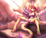  2017 amy_(xfactor3802) anthro areola breasts clitoris erect_nipples feline female gun mammal nipples nude presenting presenting_pussy pussy ranged_weapon rifle sallyhot sniper_rifle solo spread_legs spreading tiger weapon 
