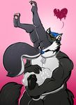  &lt;3 abdominal_bulge anthro belly bulge canine duo erection gabira jay male male/male male_pred male_prey mammal masturbation open_mouth oral_vore predator prey sex simple_background size_difference skunk swallowing vore wolf xilver 