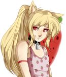  animal_humanoid blonde_hair canine dog dog_humanoid female frying-pan girly hair humanoid kaden long_hair male mammal ponytail red_eyes scar solo 