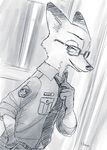  2017 anthro canine clothed clothing disney eyewear fox fur glasses hi_res male mammal nick_wilde police_uniform solo srmy_nkjd7 uniform zootopia 