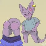  beerus butt cat clothing dragon_ball dragon_ball_super feline male mammal meatshaq multiple_poses penis pose shirt solo 