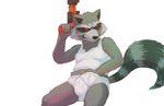  alternate_version_available briefs clothing daire301 guardians_of_the_galaxy gun hand_in_underwear hi_res male marvel ranged_weapon rocket_raccoon shirt simple_background solo tank_top tighty_whities undershirt underwear weapon white_background white_shirt white_underwear 