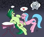  &lt;3 ... aloe_(mlp) animal_genitalia animal_penis appel appelknekten balls being_watched blush cutie_mark duo earth_pony equine equine_penis eyewear female feral flaccid friendship_is_magic glasses holding_penis horse male male/female mammal my_little_pony open_mouth penis pony precum silver_spoon_(mlp) smile story story_in_description sweat vein 