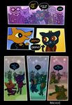  0 2017 alligator angus_(nitw) ankh anthro avielsusej bea_(nitw) bear blouse canine cat clothed clothing comic crocodilian dancing dialogue dress duo english_text feline fox fully_clothed gregg_(nitw) group hair humor jacket mae_(nitw) mammal necktie night_in_the_woods notched_ear null_symbol parody paws reptile scalie shirt star sweat sweatdrop text 