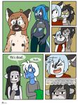  2016 amphibian angry anthro bell_collar black_hair black_nipples blue_eyes blue_fur blue_hair blue_nose blue_skin bra breasts canine clothed clothing collar comic dialogue dimitri_(xelaaredn) dog english_text eyewear female fiona_(artist) frog fur glasses green_eyes hair husky hyena jeanette_(xelaaredn) lorelei_(xelaaredn) male mammal navel nipples nude penny_(natani) poison_dart_frog procyonid purple_eyes raccoon rodent skunk squirrel sweat tasmin_(natani) tawney text underwear undressing veronica_(natani) yellow_eyes young 