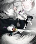  2017 5_fingers anthro black_nose breasts digital_media_(artwork) feline female hair holding_object holding_weapon mammal melee_weapon nitricacid simple_background sword weapon white_hair 