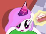  2017 absurd_res aged_down badumsquish birthday cake carpet cub duo eating equine female first_person_view food friendship_is_magic hat hi_res hug human looking_at_viewing magic mammal messy_eater my_little_pony offscreen_character party_hat princess_celestia_(mlp) young 