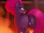  2017 absurd_res anatomically_correct anatomically_correct_pussy animal_genitalia animal_pussy anus blush broken_horn butt clitoris digital_media_(artwork) dock equine equine_pussy female feral hair hi_res horn looking_at_viewer mammal my_little_pony my_little_pony_the_movie pussy ratofdrawn scar solo tempest_shadow_(mlp) unicorn 