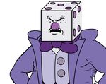  animate_inanimate aqua_teen_hunger_force beady_eyes bow carl_brutananadilewski clothed clothing crossover cuphead_(game) dice facial_hair hair humanoid king_dice male mustache not_furry object_head simple_background solo standing suit unknown_artist video_games 