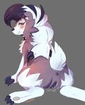  anus canine collar female feral fluffy fluffy_tail grey_background lycanroc mammal midnight_lycanroc nintendo pok&eacute;mon pok&eacute;mon_(species) presenting presenting_anus presenting_pussy pussy pussy_juice quinces simple_background solo video_games 